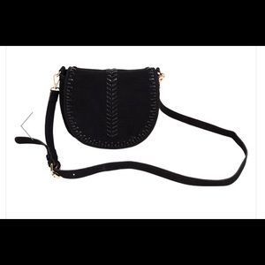 Black Suede Crossbody Handbag - Summer & Rose